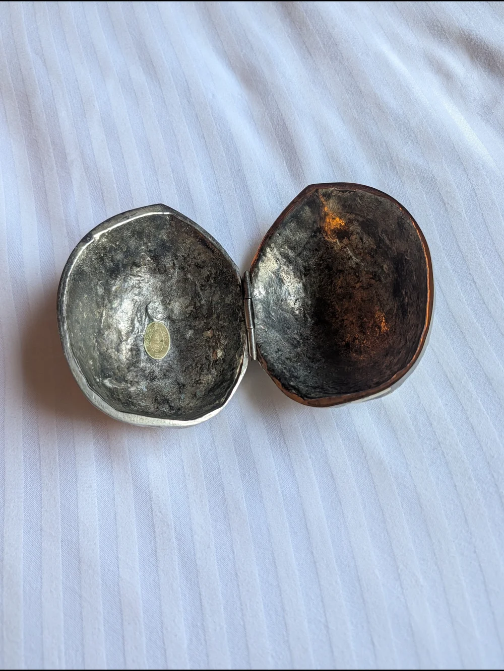 Mid-Century Italian Cast Aluminum Walnut Trinket Box for Saks Fifth Avenue